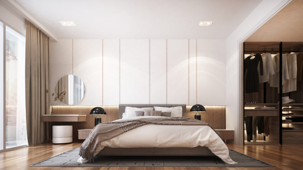 Modern,Luxury,Beautiful,Mock,Up,Scene,Of,Bedroom,And,Walk